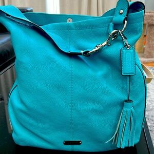 Coach Aqua Blue Leather Shoulder Bag